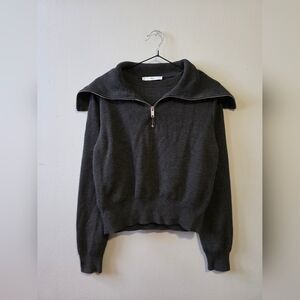 Mango Charcoal Zip-Up Sweater